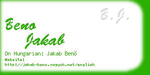 beno jakab business card